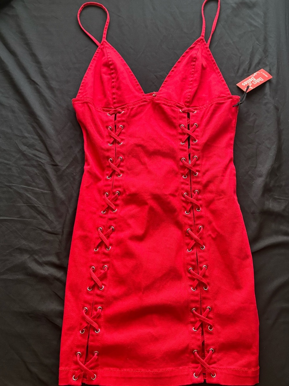 Forever 21 Red Lace-Up Mini Dress